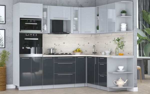 Кухонный гарнитур Интерлиния Мила Пластик 1.88x2.4 PR