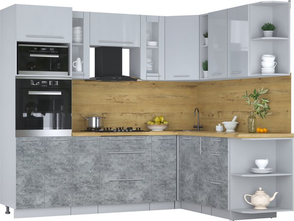 Кухонный гарнитур Интерлиния Мила Пластик 1.88x2.4 PR - фото