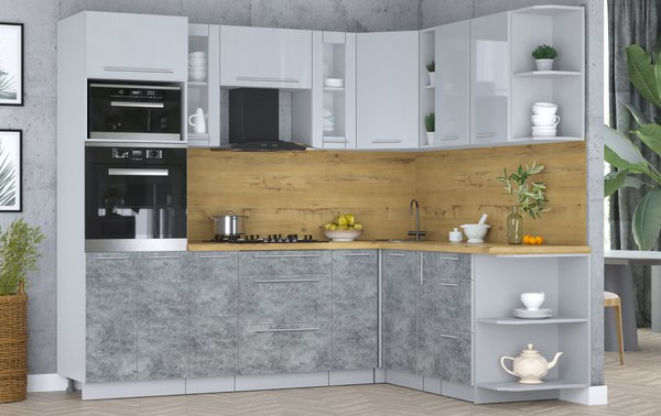 Кухонный гарнитур Интерлиния Мила Пластик 1.88x2.4 PR