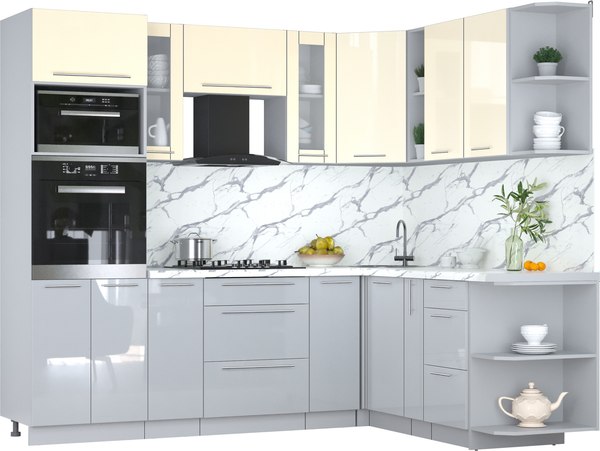 Кухонный гарнитур Интерлиния Мила Пластик 1.88x2.4 PR - фото