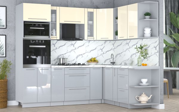 Кухонный гарнитур Интерлиния Мила Пластик 1.88x2.4 PR