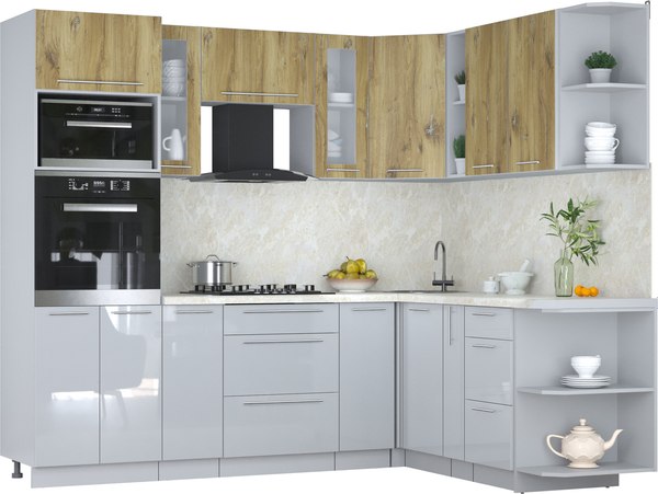 Кухонный гарнитур Интерлиния Мила Пластик 1.88x2.4 PR - фото
