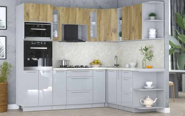 Кухонный гарнитур Интерлиния Мила Пластик 1.88x2.4 PR