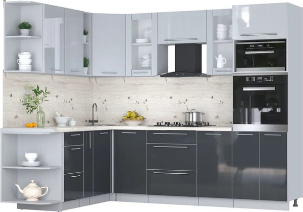 Кухонный гарнитур Интерлиния Мила Пластик 1.88x2.6 LV - фото