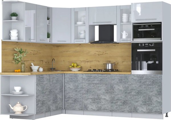 Кухонный гарнитур Интерлиния Мила Пластик 1.88x2.6 LV - фото