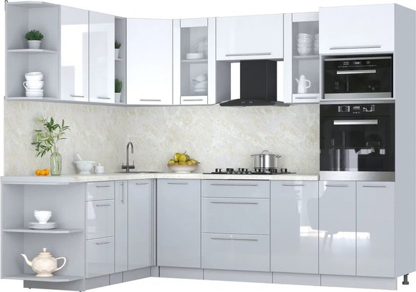 Кухонный гарнитур Интерлиния Мила Пластик 1.88x2.6 LV - фото