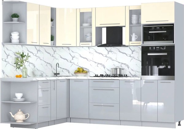 Кухонный гарнитур Интерлиния Мила Пластик 1.88x2.6 LV - фото