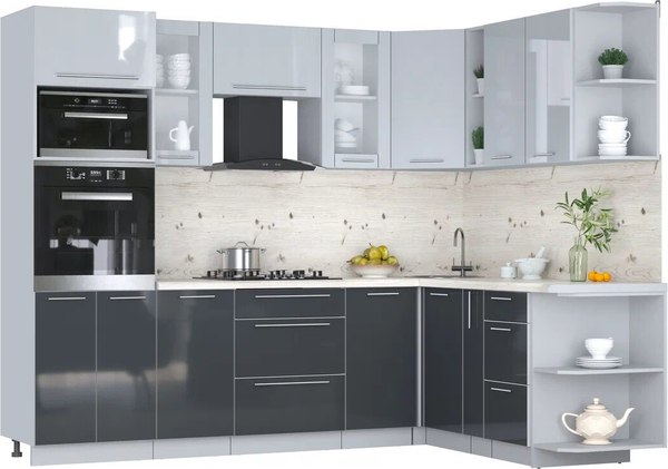 Кухонный гарнитур Интерлиния Мила Пластик 1.88x2.6 PR - фото