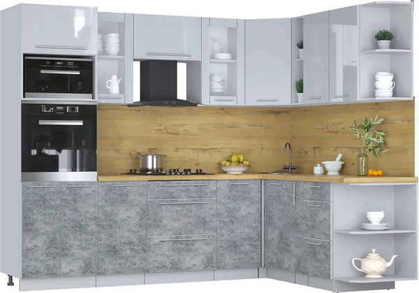 Кухонный гарнитур Интерлиния Мила Пластик 1.88x2.6 PR - фото