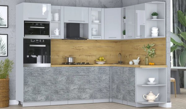 Кухонный гарнитур Интерлиния Мила Пластик 1.88x2.6 PR