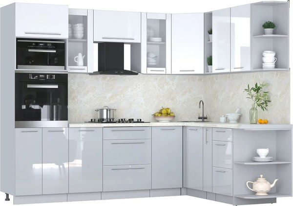 Кухонный гарнитур Интерлиния Мила Пластик 1.88x2.6 PR - фото