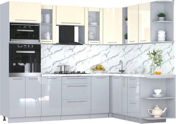 Кухонный гарнитур Интерлиния Мила Пластик 1.88x2.6 PR - фото