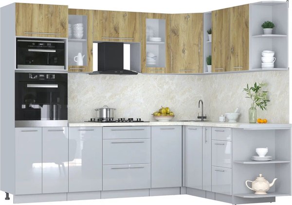 Кухонный гарнитур Интерлиния Мила Пластик 1.88x2.6 PR - фото