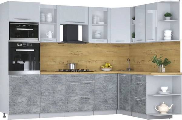 Кухонный гарнитур Интерлиния Мила Пластик 1.88x2.8 PR - фото