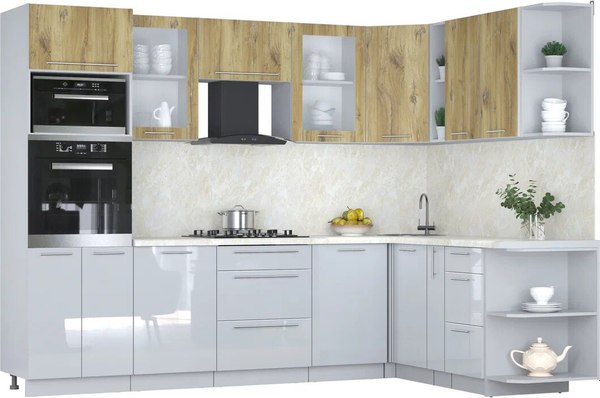 Кухонный гарнитур Интерлиния Мила Пластик 1.88x2.8 PR - фото