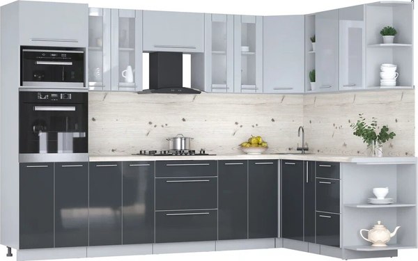 Кухонный гарнитур Интерлиния Мила Пластик 1.88x3.0 PR - фото