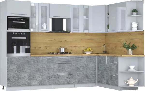 Кухонный гарнитур Интерлиния Мила Пластик 1.88x3.0 PR - фото