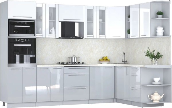 Кухонный гарнитур Интерлиния Мила Пластик 1.88x3.0 PR - фото