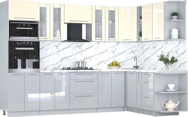 Кухонный гарнитур Интерлиния Мила Пластик 1.88x3.0 PR - фото