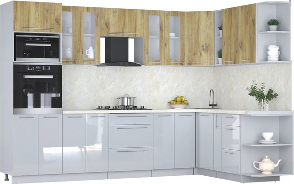 Кухонный гарнитур Интерлиния Мила Пластик 1.88x3.0 PR - фото