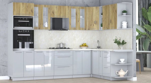 Кухонный гарнитур Интерлиния Мила Пластик 1.88x3.0 PR