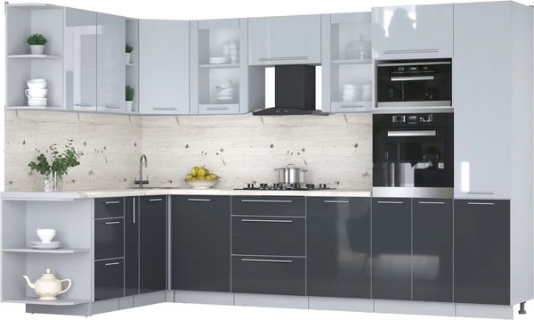 Кухонный гарнитур Интерлиния Мила Пластик 1.88x3.2 LV - фото