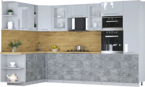 Кухонный гарнитур Интерлиния Мила Пластик 1.88x3.2 LV - фото