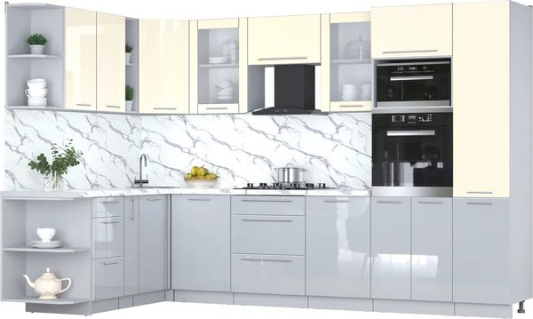 Кухонный гарнитур Интерлиния Мила Пластик 1.88x3.2 LV - фото