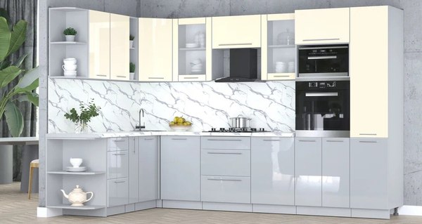 Кухонный гарнитур Интерлиния Мила Пластик 1.88x3.2 LV