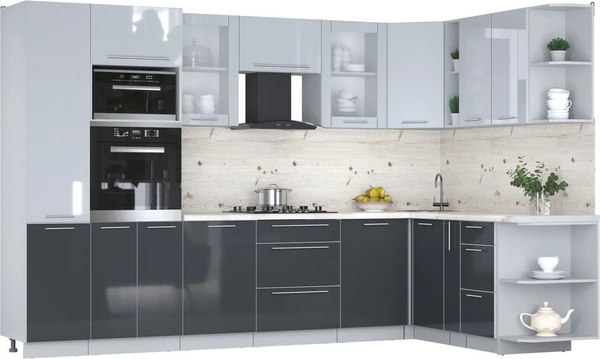 Кухонный гарнитур Интерлиния Мила Пластик 1.88x3.2 PR - фото