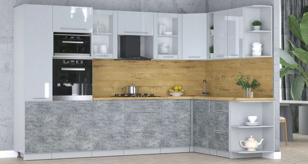 Кухонный гарнитур Интерлиния Мила Пластик 1.88x3.2 PR