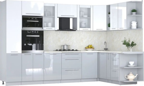 Кухонный гарнитур Интерлиния Мила Пластик 1.88x3.2 PR - фото