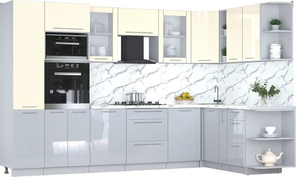 Кухонный гарнитур Интерлиния Мила Пластик 1.88x3.2 PR - фото