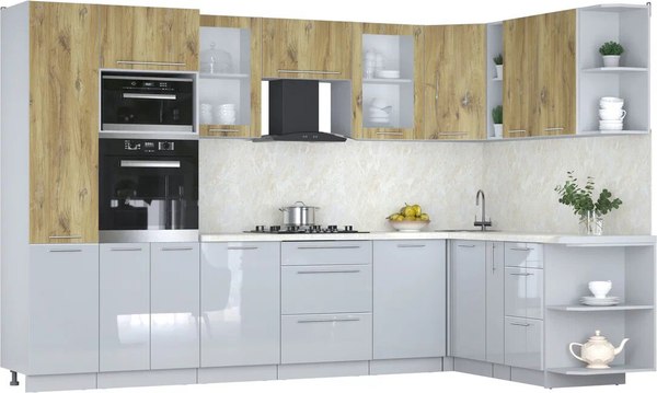 Кухонный гарнитур Интерлиния Мила Пластик 1.88x3.2 PR - фото