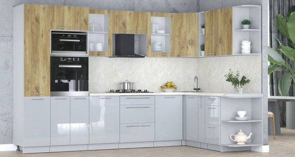 Кухонный гарнитур Интерлиния Мила Пластик 1.88x3.2 PR