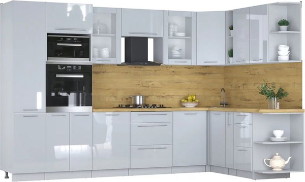 Кухонный гарнитур Интерлиния Мила Пластик 1.88x3.2 PR - фото