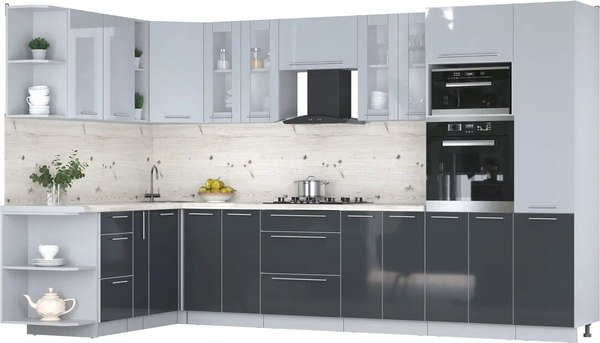 Кухонный гарнитур Интерлиния Мила Пластик 1.88x3.4 LV - фото