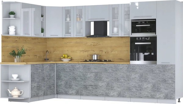 Кухонный гарнитур Интерлиния Мила Пластик 1.88x3.4 LV - фото