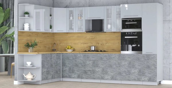 Кухонный гарнитур Интерлиния Мила Пластик 1.88x3.4 LV