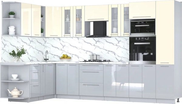 Кухонный гарнитур Интерлиния Мила Пластик 1.88x3.4 LV - фото