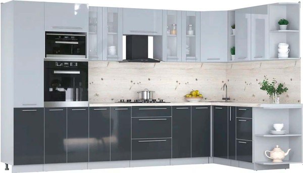 Кухонный гарнитур Интерлиния Мила Пластик 1.88x3.4 PR - фото