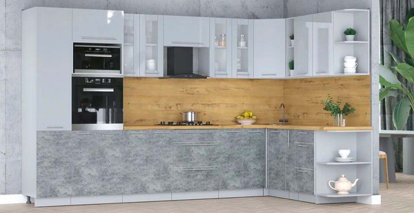 Кухонный гарнитур Интерлиния Мила Пластик 1.88x3.4 PR - фото