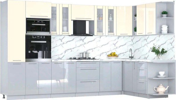 Кухонный гарнитур Интерлиния Мила Пластик 1.88x3.4 PR - фото