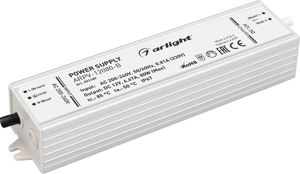 Адаптер для светодиодной ленты Arlight ARPV-12080-B 12V 6.7A 80W / 023189 - фото