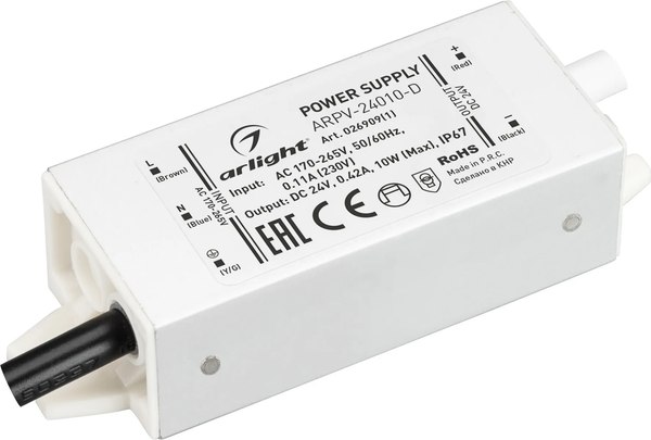 Адаптер для светодиодной ленты Arlight ARPV-24010-D 24V 0.42A 10W / 026909(1) - фото