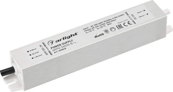 Адаптер для светодиодной ленты Arlight ARPV-24020-B 24V 0.8A 20W / 020848 - фото