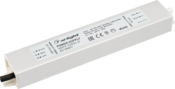 Адаптер для светодиодной ленты Arlight ARPV-24036-D 24V 1.5A 36W / 022411 - фото
