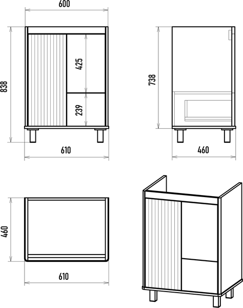Тумба под умывальник Brevita Risacca Pistachio 60 / RIS-06060-0842Я