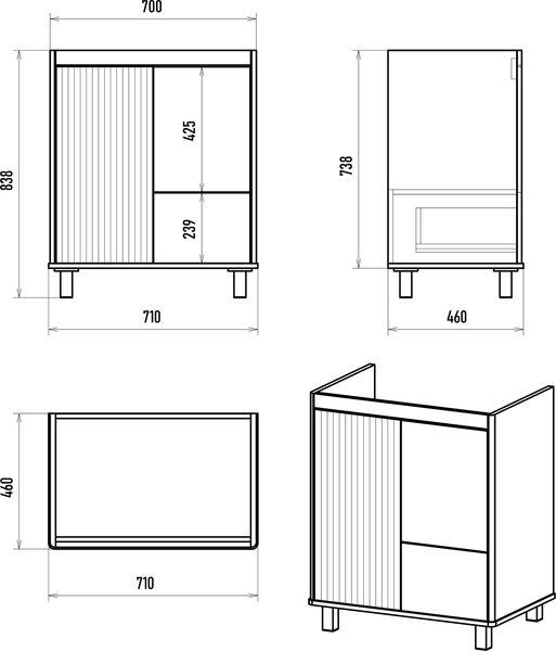 Тумба под умывальник Brevita Risacca Pistachio 70 / RIS-06070-0842Я