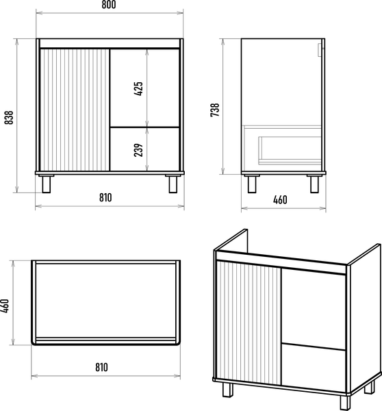 Тумба под умывальник Brevita Risacca Pistachio 80 / RIS-06080-0842Я